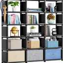 Mavivegue Bookshelf,15 Cube Storage Organizer,Book Shelf Organizer,Tall Bookcase Shelf,Book Cases/Shelves,Black Cube Shelf,Cubbies Closet Storage Organizer Shelves for Bedroom,Living Room,Home,Office