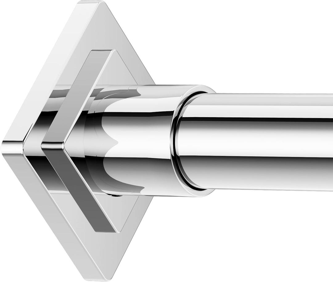 Chrome Shower Curtain Rod Spring Tension 30 to 80 Inch,1 Inch Diameter Adjustable Shower Rods for Bathroom,No Drilling