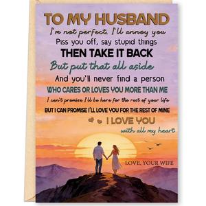 FANCYLUCKY Funny Birthday Card for Husband from Wife, Happy Husband Birthday Card from Wife, Romantic Husband Bday Decorations for Him Men