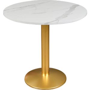 Round Modern Dinning Table 30 inches Bistro Tulip Table with White Faux Marble top Gold Sturdy Metal Frame,Easy Assemble,Diameter 30in*H28.54in