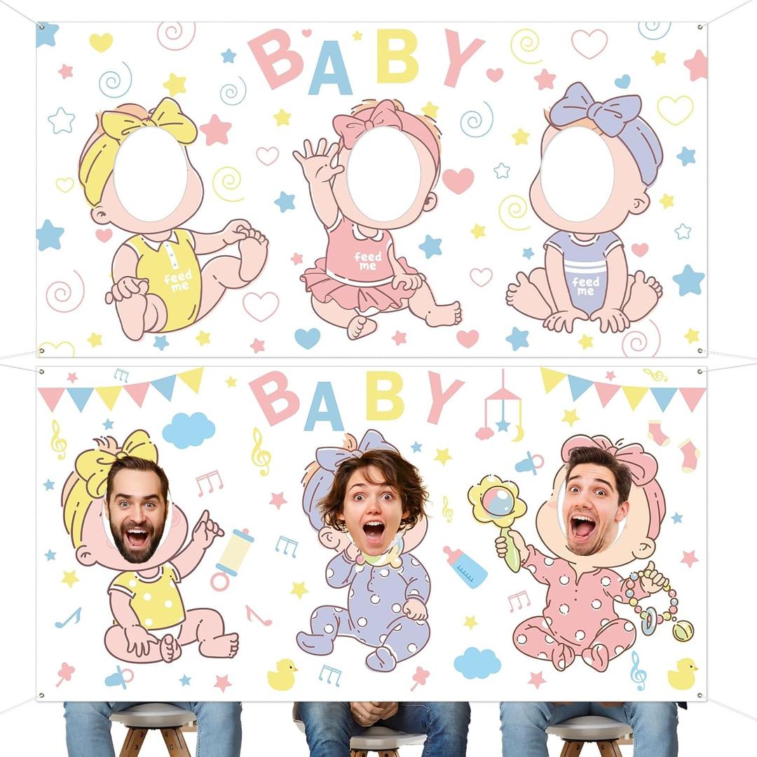 Baby Shower Games Backdrop Feed Me Baby Shower Game Party Background Who is The Babys Daddy Games Banner Funny Bridal Party Activities Photo Booth Props for Newborn Gender Reveal Party Favor Supplies