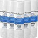 String Wound Sediment Water Filter Cartridge Standard 2.5x10 20 Micron 4 Pack