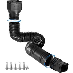 plusgutter Black 1-Pack Rain Gutter Downspout Extensions Flexible, Drain Downspout Extender,Down Spout Drain Extender, Gutter Connector Rainwater Drainage,Extendable from 21 to 68 Inches