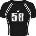 SOLY HUX Girl's Number Graphic Jersey Crop Top Short Sleeve T-Shirts Tight Fitted Graphic Tees