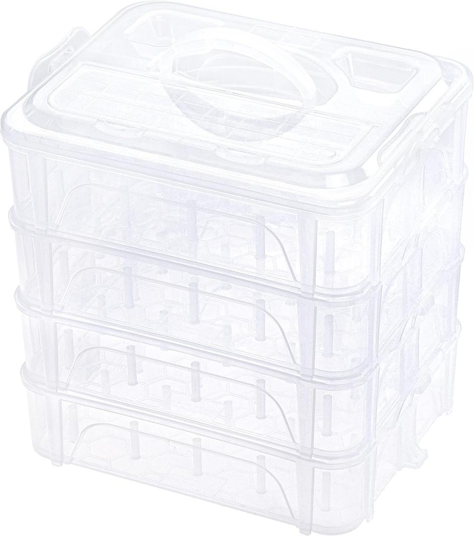 New brothread 4 Layers Stackable Clear Storage Box/Organizer for Holding 80 Spools Home Embroidery & Sewing Thread (Spool Size Requirement: Height2.2"/5.6CM; Width1.69"/4.3CM)