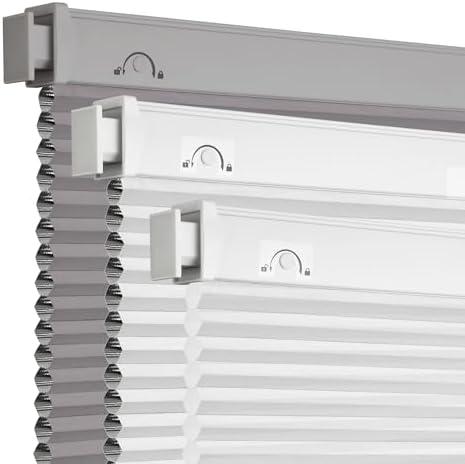 Grandekor No Tools No Drill Cordless Cellular Shades,28.5" W × 64" H,Light Filtering Honeycomb Blinds for Indoor Windows,UV Protection Privacy No Drill Blinds for Home,Door,White