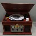 Victrola The Quincy 6-in-1 Bluetooth Record Player & Multimedia Center with Built-in Speakers 3-Speed Turntable, CD & Cassette Player, AM/FM Radio, Wireless Music Streaming (Mahogany)