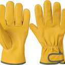 Leather Work Gloves,Gardening Gloves for Men and Women,Leather Work Gloves for Men,Cowhide Gloves,Welding Glove (M)