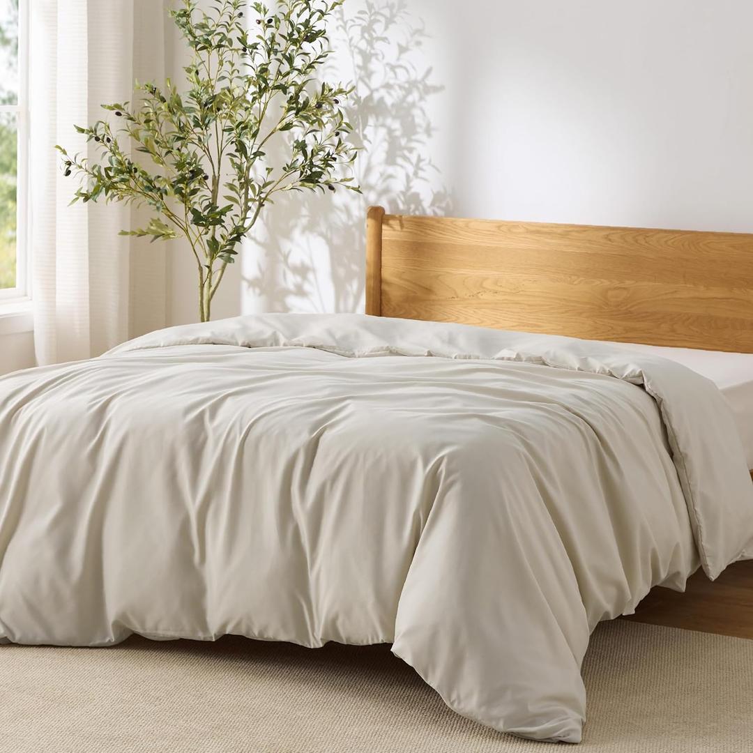 Bedsure Duvet Cover Full Size - Only Includes 1 Duvet Cover (80"x90"), Hotel Luxury Soft Double Brushed All Season Bedding for Kids & Adults, Zipper Closure, Linen (No Comforter, No Pillow Shams)