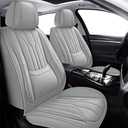 Foneso Car Seat Covers for Truck Chevy Chevrolet Silverado GMC Sierra Leather Protectors for Pickup 2007-2024 1500 2500HD 3500HD Trail Boss Z71 Crew Double Extended Cab (Grey (Model A), Full Set)