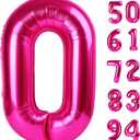 Hot Pink Number Balloon 40 Inch, 0 Number Balloons, 10 20 30 40 50 Numbers Balloon Birthday Decorations, Pink Party Supplies for Women