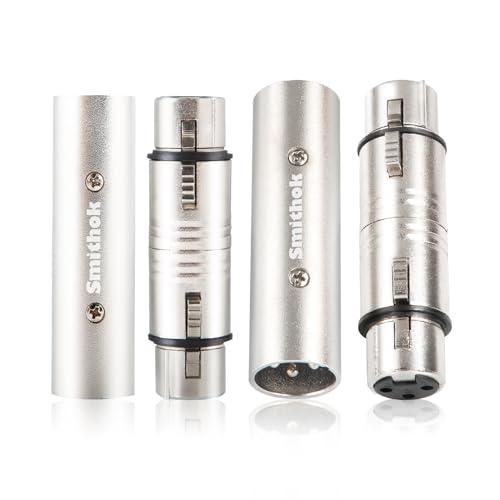 Smithok 4-Pack XLR Gender Connector Kit, 2 Male to Male & 2 Female to Female Couplers, for Mixers, Micphones & Amplifiers