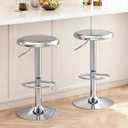 CAROLMADE Bar Stools Set of 2, Adjustable Metal Bar stools Swivel Counter Height Stool Backless Barstools for Kitchen Island Pub, Chrome, 31.1"H x 13.8"W x 13.8"L