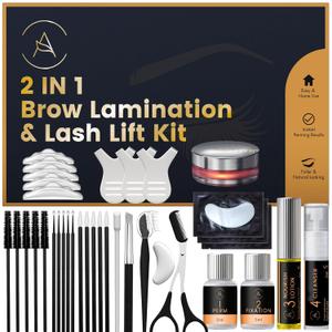 Lash Lift Kit & Eyebrow Lamination Kit, 2-in-1 Solution, At-Home Brow Lamination, Beginner/Professional, Eyelash Lift, 15 Applications, Lasts 6-8 Weeks, DIY Brow & Lash Perm - ABLK2