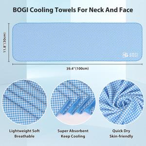 BOGI Cooling Towels for Neck and Face, Soft Breathable Cool Towel for Instant Cooling Stay Cool for Yoga, Sport, Gym, Camping, Running & More Activities (40.00" x 12.00", Blue)