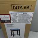 Linon Claridge Backless Counter Stool Blue Faux Leather Wood Frame in Dark Brown, unspecified