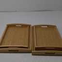Peohud 4 Pack Bamboo Serving Trays with Handles, Rectangular Kitchen Food Tray for Eating, Dinner Trays for Eating on Couch, Wood Serving Platter for Breakfast, Tea, Bar, Restaurant, Party or Bed