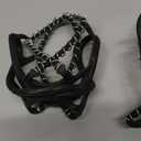 Sfee Ice Cleats for Walking on Ice Snow Grips Crampons Traction for Shoes/Boots, Anti-Slip Portable Flexible Footwear for Walking Climbing Hiking Fishing Outdoor Running with 2 Adjustable Straps (Medium, Black)