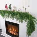 9 Ft Christmas Norfolk Pine Garland Real Touch Artificial Faux Greenery Christmas Garland Decorations for Home Fireplace Mantle Table Stairs Door Indoor Outdoor Holiday Decor
