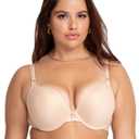 Smart & Sexy Women's Maximum Cleavage Underwire Push Up Bra (36C, In the Buff With Lace Wings)