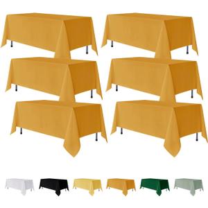 Fitable 6 Pack Gold Rectangle Table Clothes - 90 x 156 Inch - Wrinkle and Stain Resistant Fabric Tablecloths, Washable Polyester Table Covers for Wedding, Party, Banquet, Formal Events