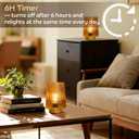 Battery Operated Lamp with Timer, Set of 2 Small Cozy Table Lamp Decorative Ambient Glass Lamp for Bedside & Home Decor, Aesthetic Cordless Battery Powered Accent Lamp for Living Room Shelf, Amber