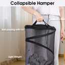 BATTOO Collapsible Laundry Basket with Lid Foldable Mesh Pop Up Hamper with Handles for Laundry Room, Bathroom, Kids Room, College Dorm, Travel, Storage Organizer Black