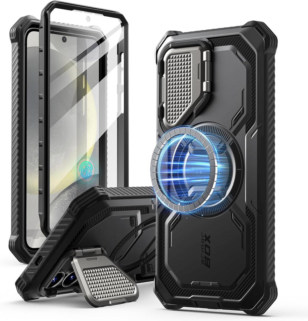 I-Blason for Samsung Galaxy S25 Plus Case with Camera Cover Stand MagSafe Compatible Built-in Screen Protector Full-Body Military-Grade Protection Rugged Magnetic Phone Case for S25 Plus, Black