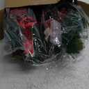 36 Inch Christmas Mailbox Swag Decoration with Light Outdoor Accented with Deep Red Ribbon Bow, Red Berry, Pine Cones, and 2m Soft White LED Light for Xmas Holiday Mantel Home Decor