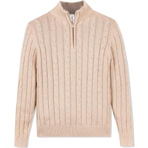 Kid Nation Boys Sweater 100% Cotton Quarter Zip Sweater Kids Cable Knit Casual Pullover (Previously Amazon Essentials), Size: 10-12 Years
