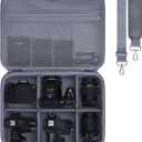 L LTGEM Large Camera Case Compatible with Canon/Sony/Nikon DSLR Mirrorless Camera and Multiple Lens, Hard Travel Carrying Case with 5 Dividers and Shoulder Strap, Gray