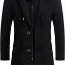 iCKER Mens Trench Coat Winter Wool Blend Jacket Overcoat Long Top Coat Warm Pea Coat (Large, 1908-black)