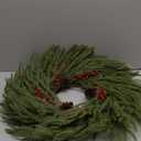 Artificial Christmas Wreaths for Front Door, 24" Large Winter Pine Wreath with Red Berries Pine Cones, DIY Friendly Real Touch Door Wreath for Wall Window Porch Farmhouse, Indoor Outdoor Xmas Decor