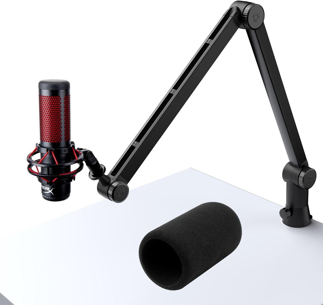 SUNMON HyperX QuadCast Boom Arm - Upgraded Heavy Duty Mic Arm with HyperX QuadCast Pop Filter, 360 Rotatable Microphone Arm for QuadCast S