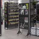 Pegboard Display Metal Pegboard Panels Rolling Pegboard Display 23.62" X 68.5" Pegboard Organizer with 30 Hooks for Garage Office Craft Room Retail Stores Vendors Selling Accessories, Black