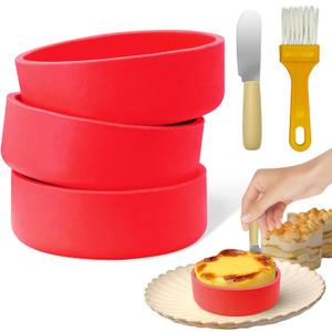 Silicone Air Fryer Egg Mold 3 Pack - Reusable Egg Cups for Air Fryer, Oven & Microwave, Silicone, Dishwasher Safe, Non-Stick Breakfast Accessories, Individual Microwave Egg Cooker (Red)