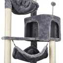 YUNIQUE Cat Tree with Cat Condo and Big Hammock, Grey