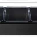 San Jamar Dome Condiment Center 3 Tray with Dome Lid for Kitchen, Bar, and Restaurants, Plastic, 12 Pint, Black