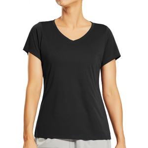 Haimont Women's Quick Dry Short Sleeve T-Shirts V-Neck UPF 50+ Tops Workout Athletic Fitness Running, Moisture Wicking