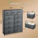 WLIVE Tall Dresser for Bedroom, Fabric Dressers Storage Tower, Dresser & Chest of Drawers Organizer Unit with 11 Drawers, Storage Cabinet, Hallway, Closets, Steel Frame, Wood Top, Dark Grey