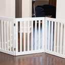INTERNET'S BEST Dog Gate Indoor Freestanding Pet Barrier, Folding Wood Dog Fence, Extra Wide Doorway Puppy Gate, Indoor Animal Privacy Panel, Wooden Cat Fence - 3 Panel - 24", White