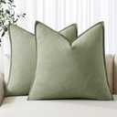 MIULEE Decorative Linen Pillow Covers 24x24 Inch Sage Green Boho Farmhouse Neutral Couch Throw Pillows for Bed Pack of 2 Accent Outdoor Pillowcase Modern Sofa Cushion Livingroom Home Decor (24" x 24" (Pack of 2))