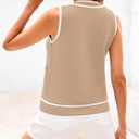 PRETTYGARDEN Vest For Women 2025 Summer Casual Button Down Color Block Sweater Vest Ribbed Knit Tank Tops With Pockets (Beige, M)