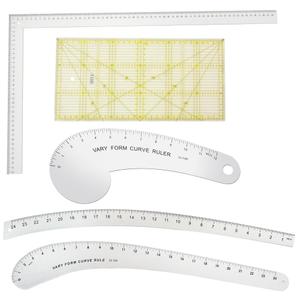 Fashion Sewing Ruler, Vary Form Curve Ruler, French Curves Measuring Cloth Design, Drawing Pattern, Aluminum (5-Pcs Set)