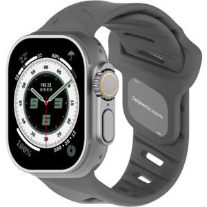 Aulumu A02 Compatible with Apple Watch Ultra/Ultra 2 Band - 49mm for Men, Sport Bands for iWatch 46mm(Series 10),45mm(9/8/7),44mm(SE2/SE/6/5/4),42mm(3/2/1) (Gray)