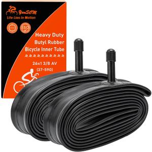 2-PCS 26x1 3/8 Heavy Duty Bike Tire Tubes AV32MM Schrader Valve 37-590 Inner Tubes Compatible with 26x1 3-8 26 x 1 3/8 Bike Bicycle Tire Tubes