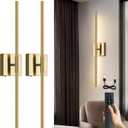 Battery Operated Wall Sconces Set of 2, Battery Wall Sconce with Remote Control,350Rotate, LED Rechargeable Sconces,3000K-6000K Wireless Wall Light for Bedroom, Living Room, Hallway (Gold,28Inch)