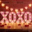4 Pcs Valentine’s Day XOXO Letter Light Sign, LED Lighted XOXO Decoration for Table Shelf Mantel, Romantic Battery Operated Love Lamp for Home Party Decor