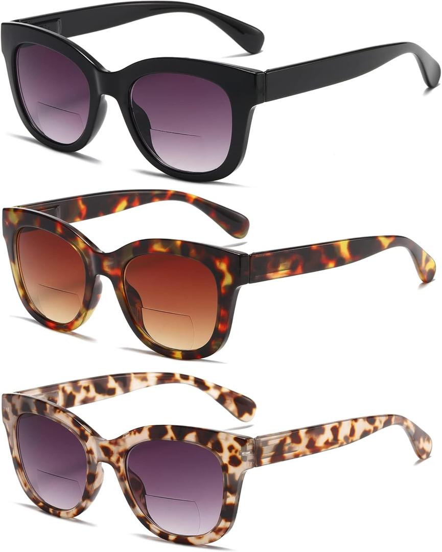 Bifocal Sunglasses For Women Reading Sunglasses 3 Pack UV400 Sun Readers Glasses With Spring Hinge +2.25