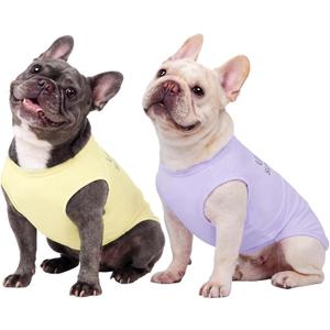 Kuoser 2 Pack Dog Shirts UPF 50+ UV Sun Protection, Lightweight Quick Dry Dog T Shirts for Small Medium Large Dogs, Breathable Pet Vest Dogs Tshirt Pet Clothes for Indoor Outdoor, Purple & Yellow S